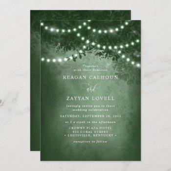 rustic ethereal dreamy tree string lights wedding  invitation
