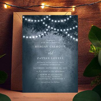 rustic ethereal dreamy tree string lights wedding invitation