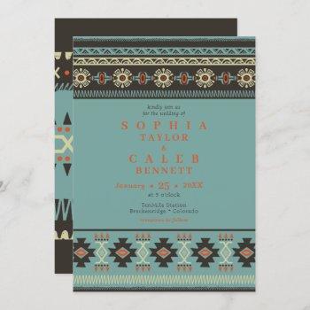 rustic ethnic tribal winter wedding invitation