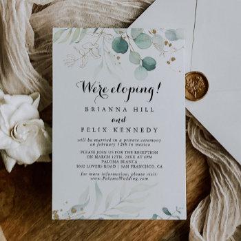 Small Rustic Eucalyptus Gold Floral Elopement Reception Front View