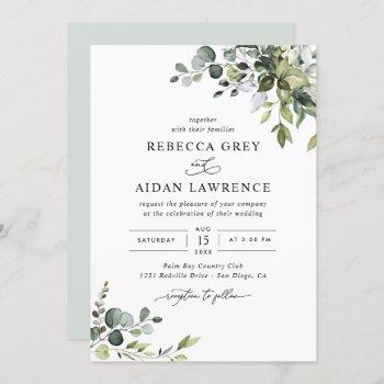 rustic eucalyptus leaves greenery wedding invitation