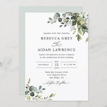 rustic eucalyptus leaves greenery wedding invitation