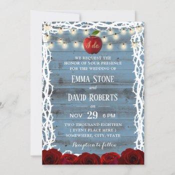 Small Rustic Fairy Tale Snow White Dusty Blue Wedding Front View