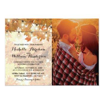 Small Rustic Fall Autumn Tree Lights Photo Wedding Front View