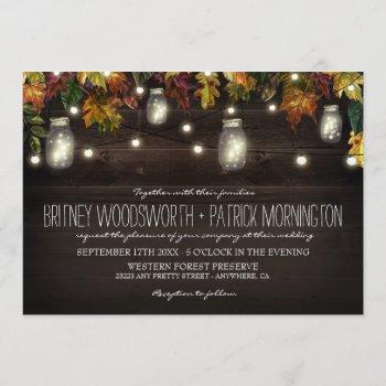rustic fall firefly mason jar wedding invitations