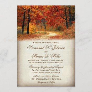 rustic fall leaves autumn wedding invitations