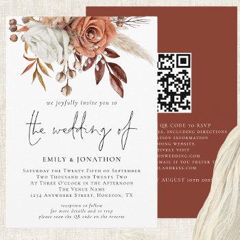 Small Rustic Fall Terracotta Florals Qr Code Wedding Front View