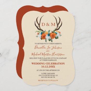 Small Rustic Floral Antlers Boho Wedding Front View