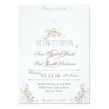 Small Rustic Floral Antlers Wedding Front View