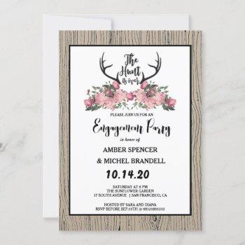 Small Rustic Floral Barnwood Hunt Is Over Engagement Front View