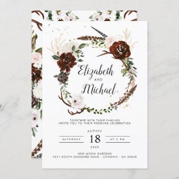 rustic floral | boho botanical wedding invitation