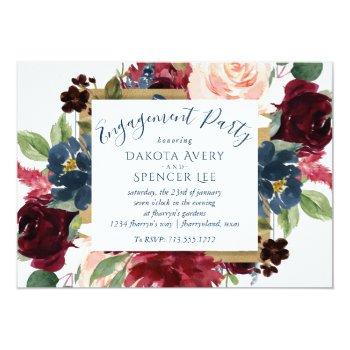 Small Rustic Floral | Navy Burgundy Frame Engagement Front View