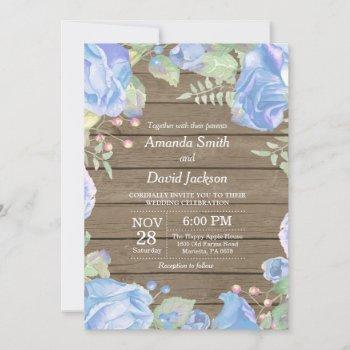Small Rustic Floral Wedding  Blue Watercolor Front View
