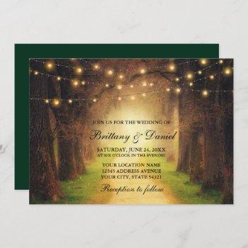 Small Rustic Forest Path String Lights Wedding Green Front View