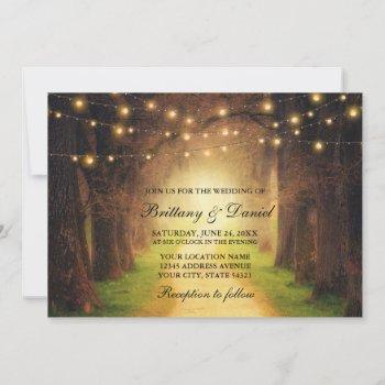 Small Rustic Forest Path String Lights Wedding Front View