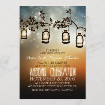 rustic garden lights - lanterns wedding invitation