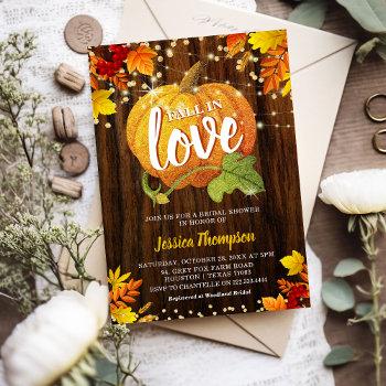 rustic glitter pumpkin fall in love bridal shower invitation