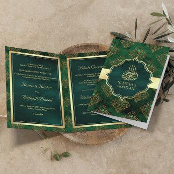 Small Rustic Gold Emerald Green Damask Muslim Wedding Front View