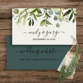Small Rustic Green Foliage Watercolor Wedding Website Front View