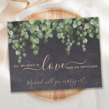 rustic greenery will you marry us officiant invitation