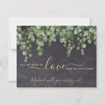 rustic greenery will you marry us officiant invitation