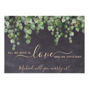 Small Rustic Greenery Will You Marry Us Officiant Front View