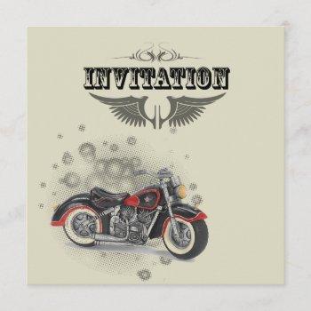 Small Rustic Grunge Motorcyle Biker Wedding Announcement Front View