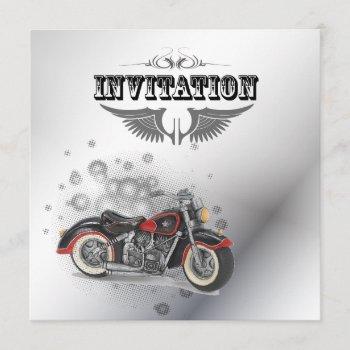 Small Rustic Grunge Motorcyle Biker Wedding Announcement Front View