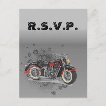 rustic grunge motorcyle biker wedding rsvp invitation postcard