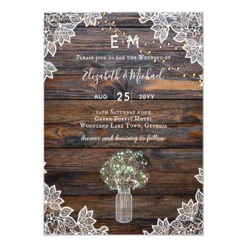 Small Rustic Gypsophila Woodland Wedding Budget Invite Front View