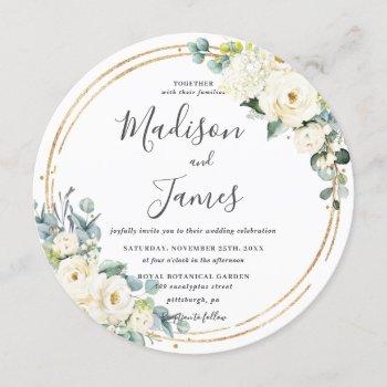 Small Rustic Ivory Floral Eucalyptus Wedding Gold Circle Front View