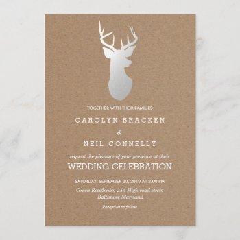 Small Rustic Kraft Paper Silver Antler Wedding Front View