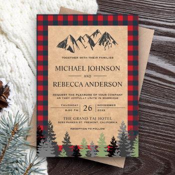 Small Rustic Kraft Red Buffalo Plaid Mountain Wedding Front View