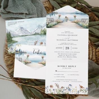 rustic lakeside wildflower | boho wedding all in one invitation