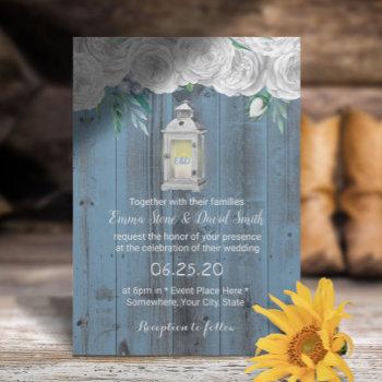 Small Rustic Lantern Dusty Blue Vintage Floral Wedding Front View