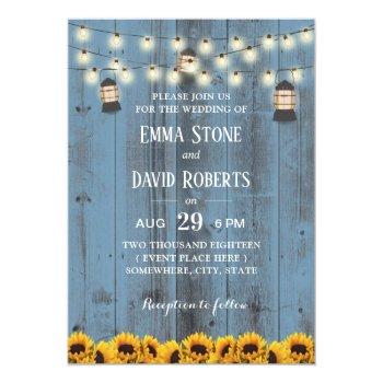 Small Rustic Lanterns & Sunflowers Dusty Blue Wedding Front View