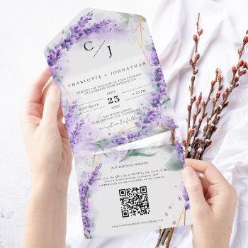 rustic lavender elegant seal and send wedding all in one invitation