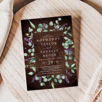 rustic lavender | wooden floral frame wedding invitation