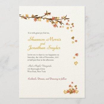 rustic leaves wedding invitation