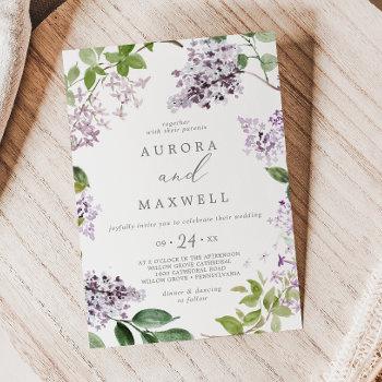 rustic lilac casual wedding invitation