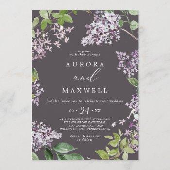 rustic lilac | gray casual wedding invitation