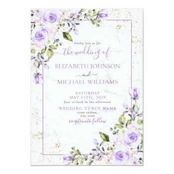 Small Rustic Lilac Lavender Gold Marble Floral Wedding Front View