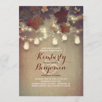 Small Rustic Maple Leaves And Mason Jars Fall Wedding Front View