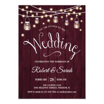 Small Rustic Maroon Wood & Lights Wedding Front View