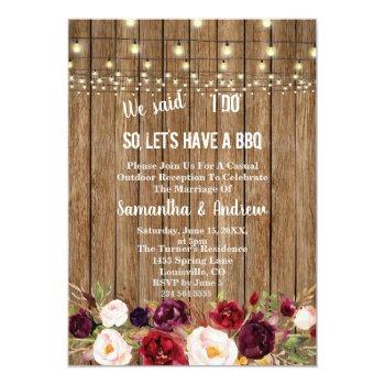 Small Rustic Marsala Floral Old Barn I Do Bbq Invite Front View