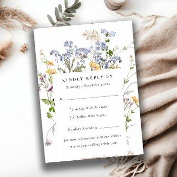 Small Rustic Meadow Floral Wreath Wedding Mini Rsvp Enclosure Card Front View