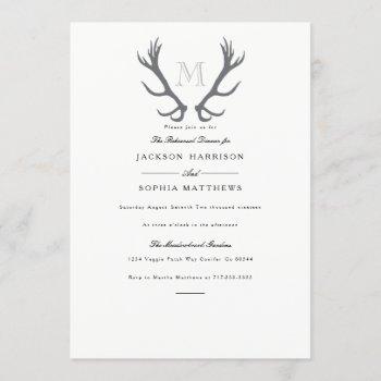 rustic minimal antler & initial wedding invite