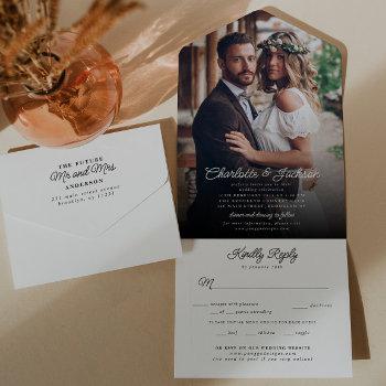 Small Rustic Modern Elegant Stylish Photo Rsvp Wedding All In One Front View
