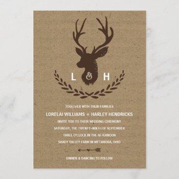 Small Rustic Monogram | Kraft Paper Stag Wedding Front View