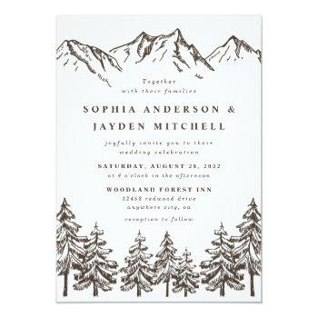 Small Rustic Mountain Elegant Watercolor Pine Wedding Front View